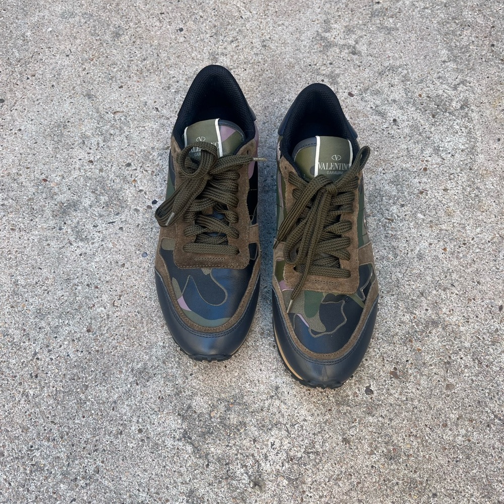 Valentin  Wonens Size 38.5 Camouflage Sneakers - Black, Green, Brow,pink
